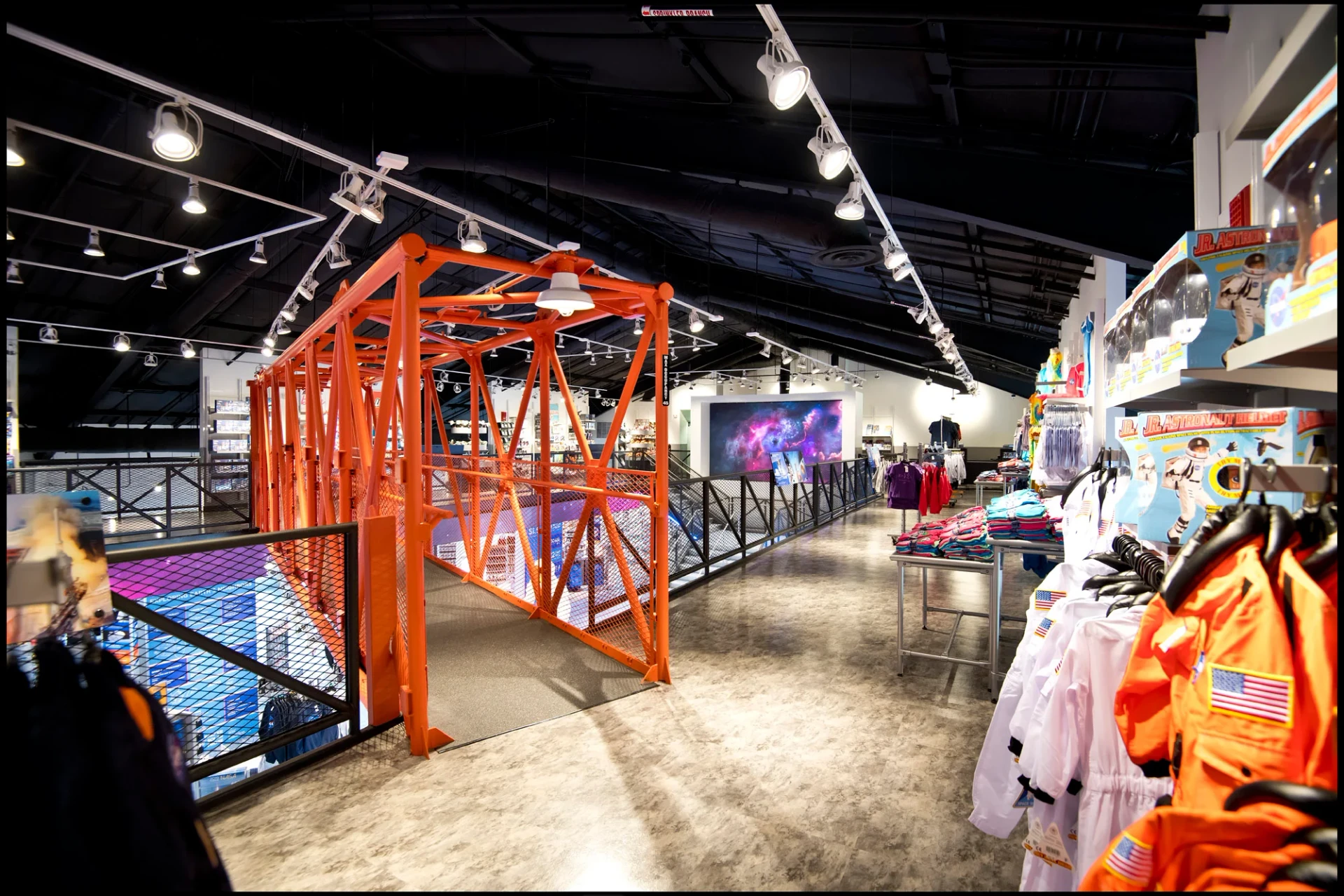 The upstairs shopping at the Space Shop inside Kennedy Space Center.
