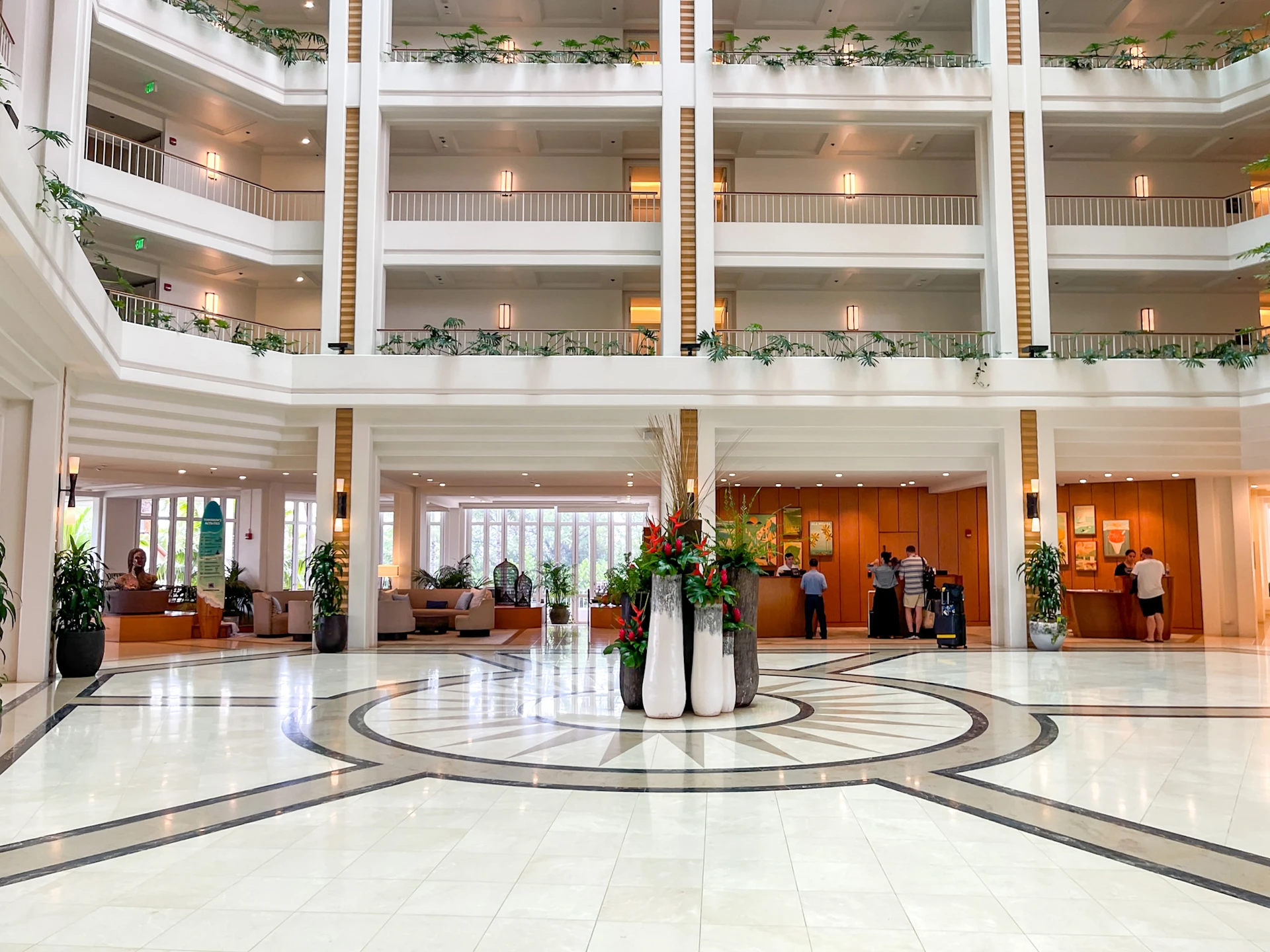 The open lobby at Four Seasons Oahu.