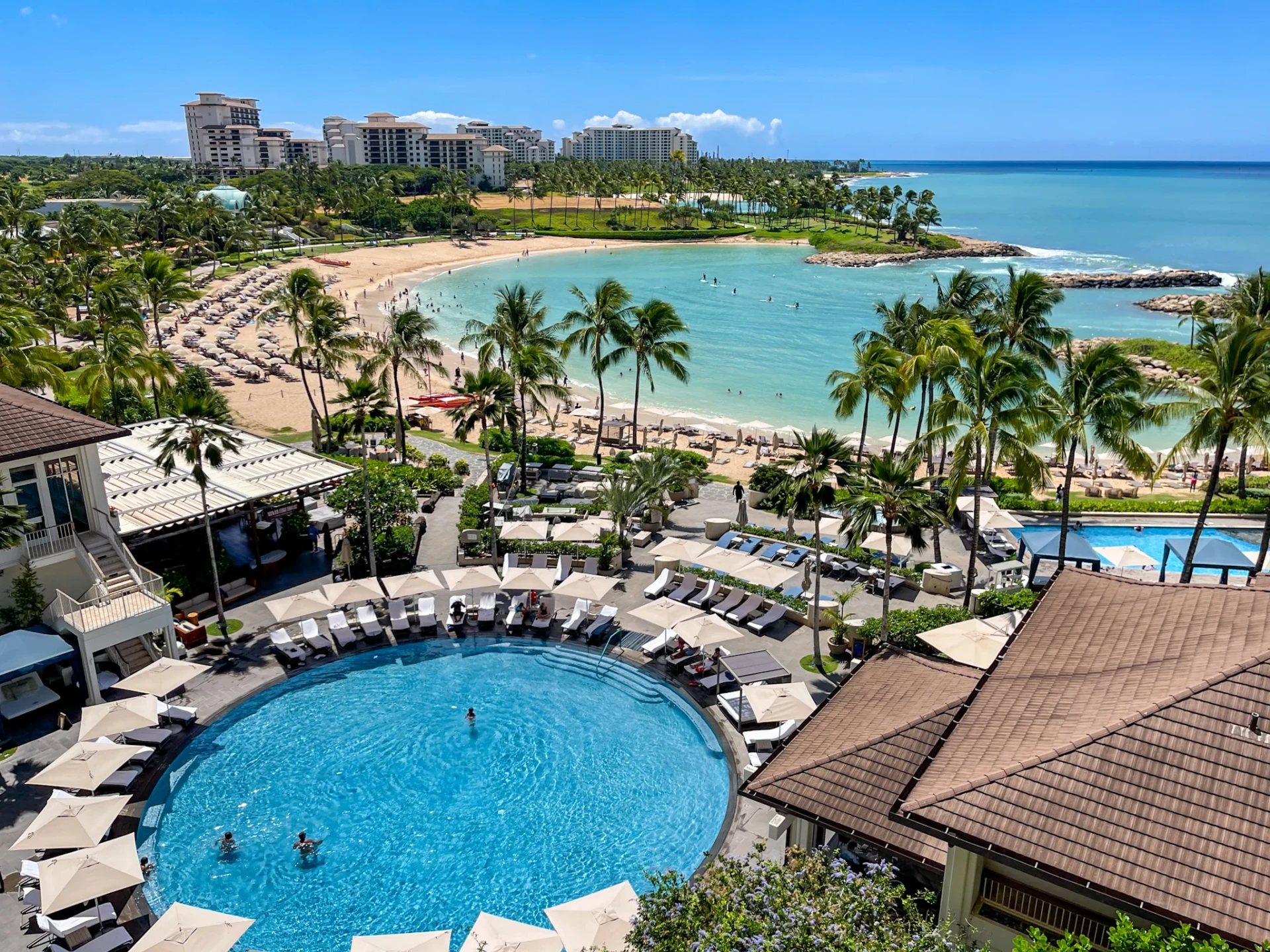The view of the pool and lagoon from my Oceanfront King room.