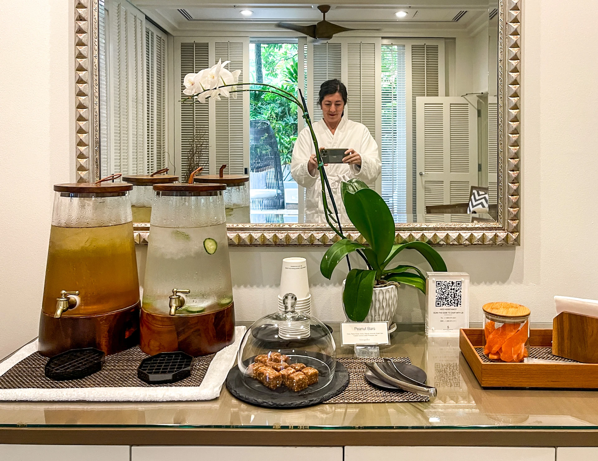 Spa at Four Seasons Oahu lounge area with snacks
