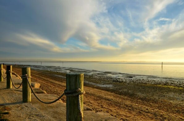 View from Chula Vista Bayside Park at sunset.