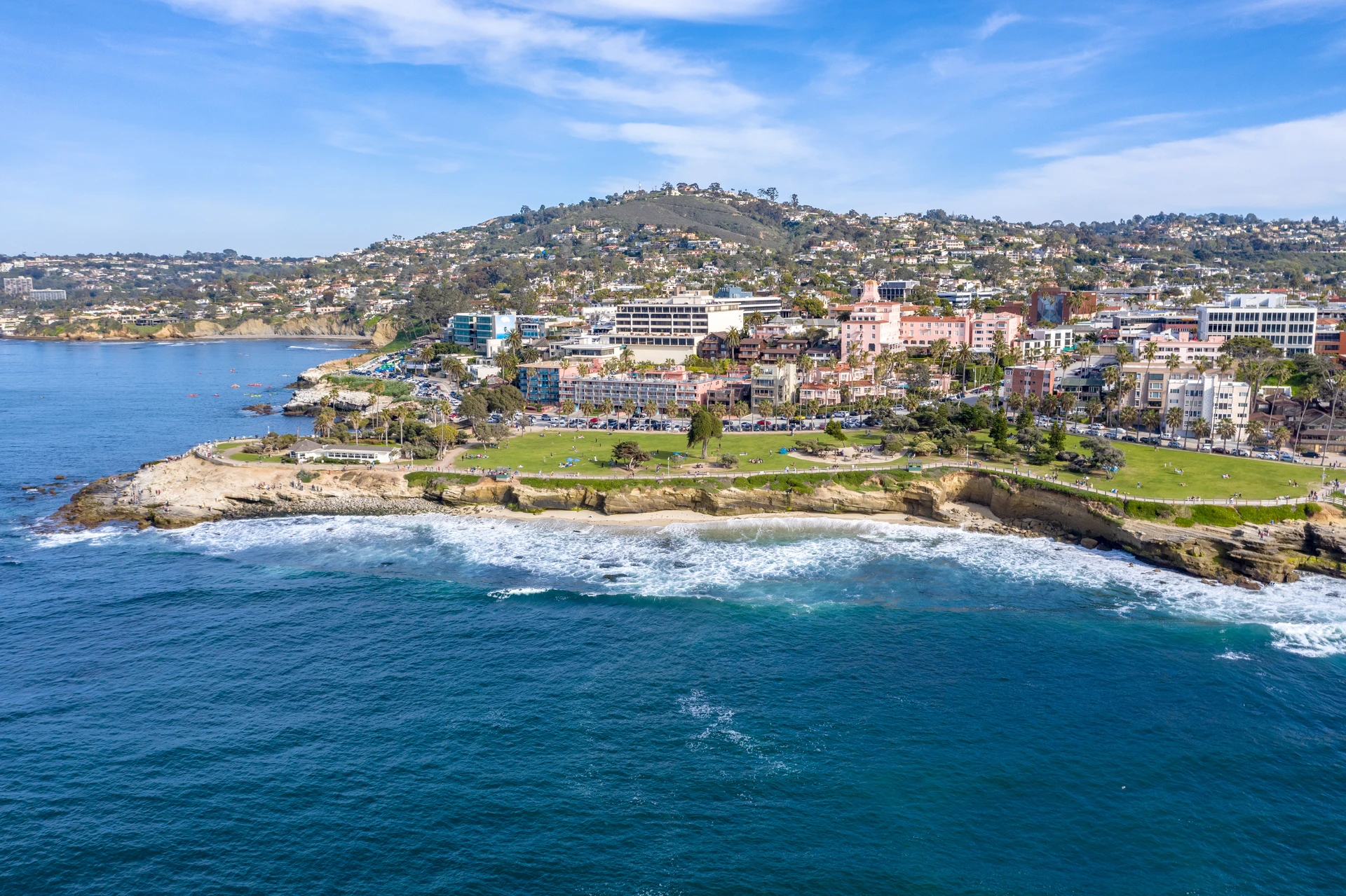 Aerial view of Ellen Browning Scripps Park in La Jolla, California