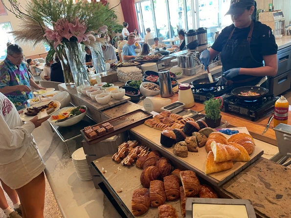 The breakfast buffet at Piper restaurant at The Seabird Resort.