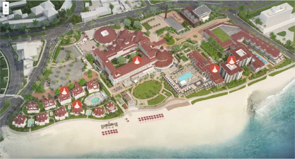 An illustrated map of Hotel del Coronado.
