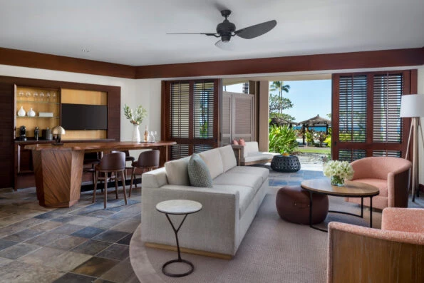 Ohana Suite living room at Four Seasons Hualalai