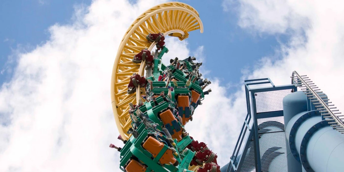 A twist roller coaster at Valleyfair amusement park.