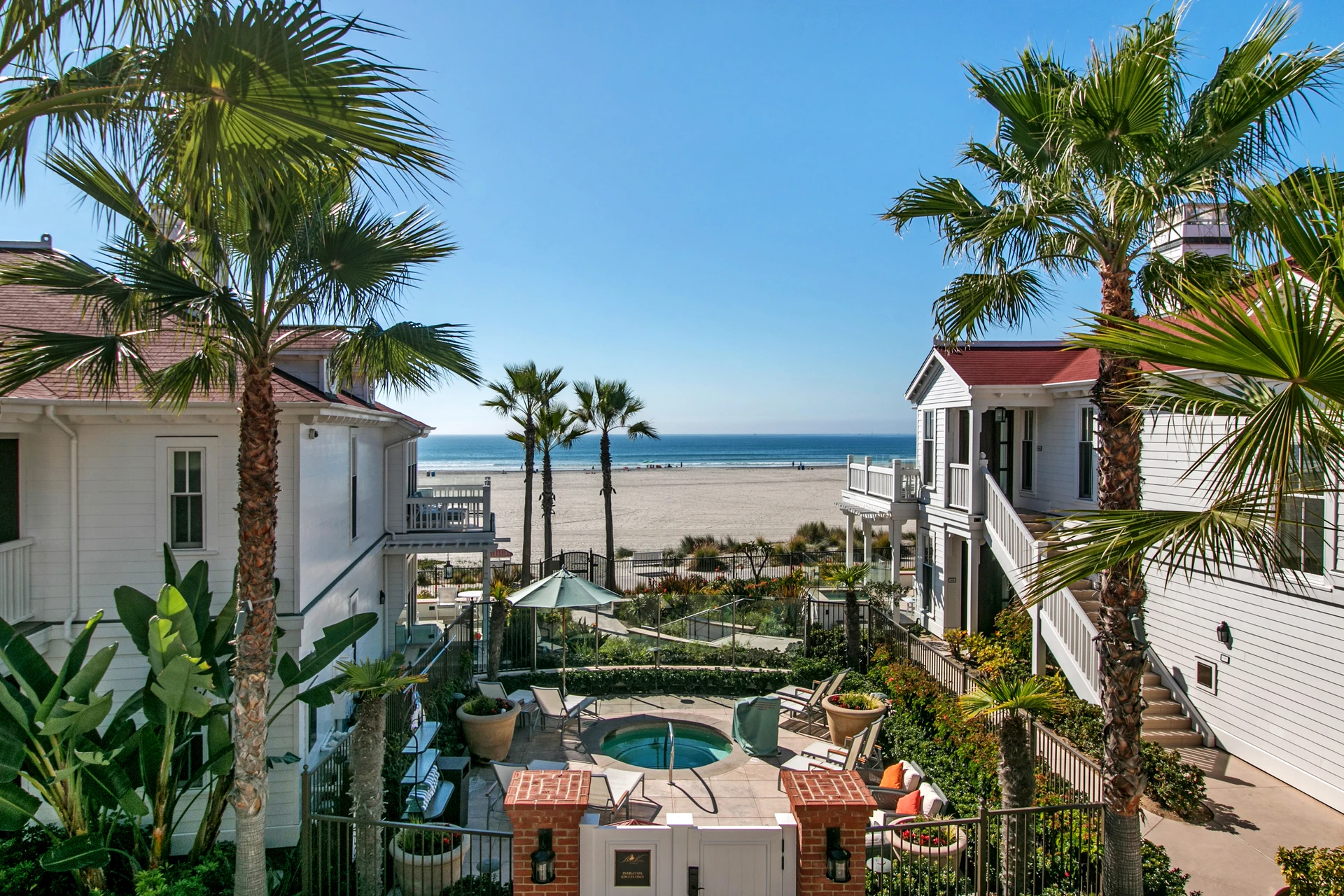 View from an Ocean View Villa accommodation over a jacuzzi area.