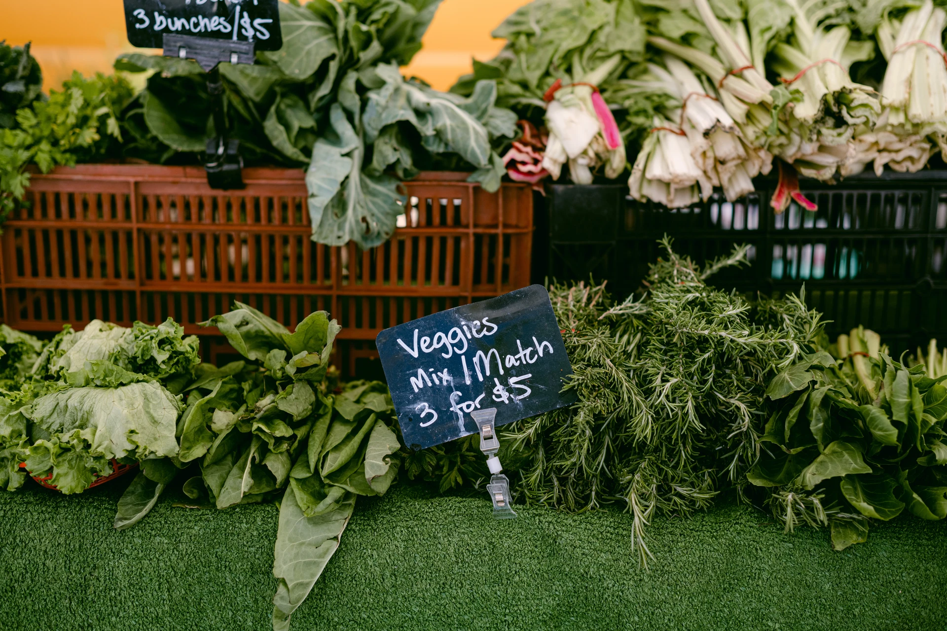 Veggies for sale at a stand in the Little Italy Farmer's Market.