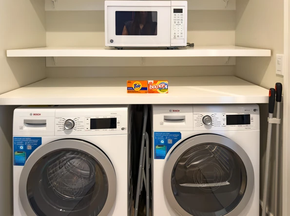 Full-size washer and dryer plus microwave at Shore House at The Del.