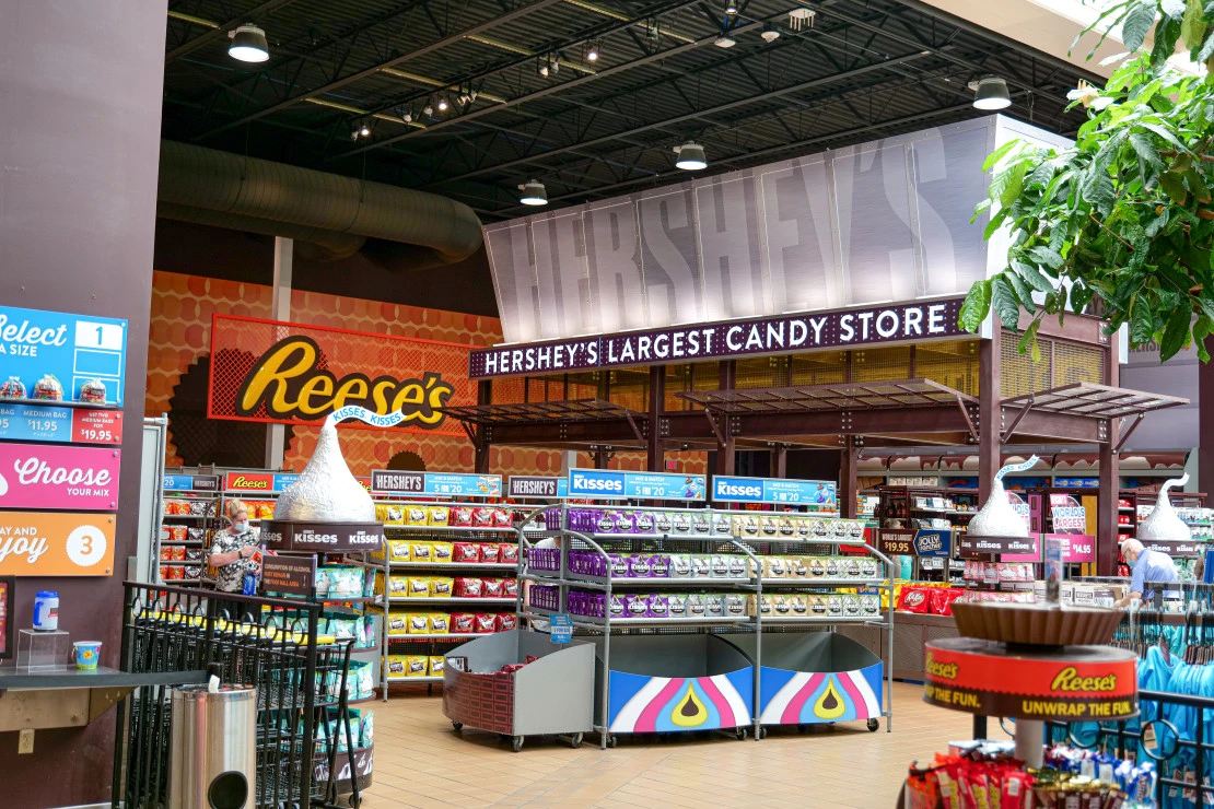 Candy on sale inside the store at Hershey's Chocolate World.