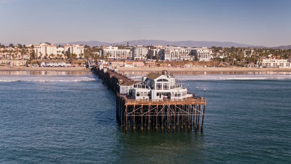 Aerial view of the end of Oceanside Pier