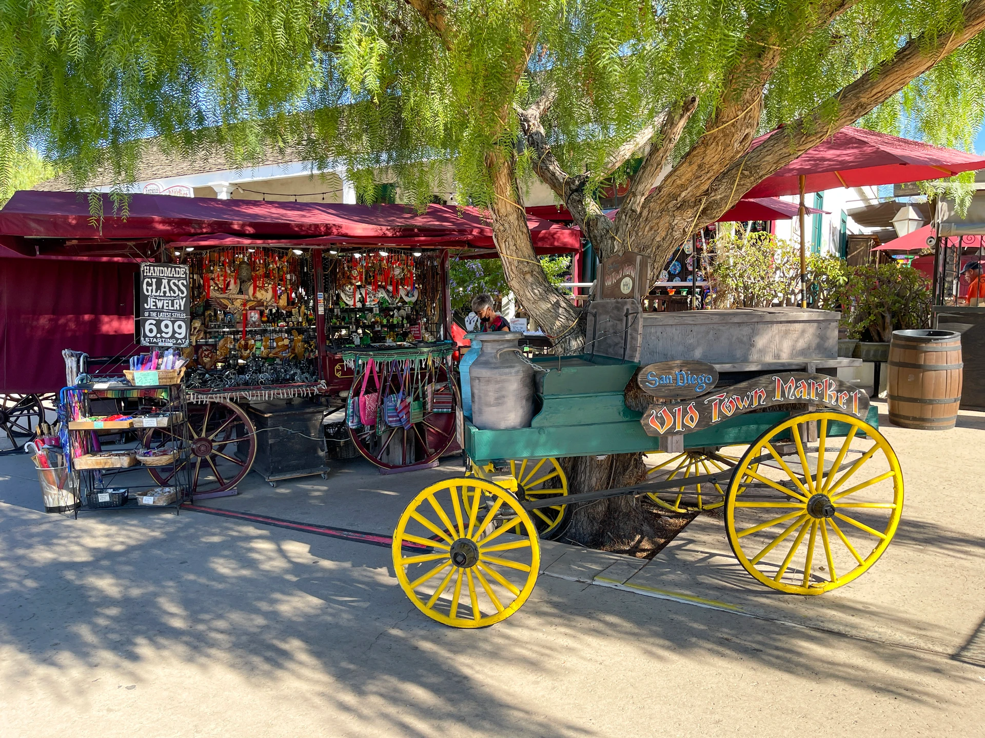 The Old Town Market sign and outdoor vendors.