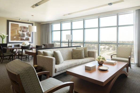 Luxury Suite living room at Four Seasons Palo Alto.