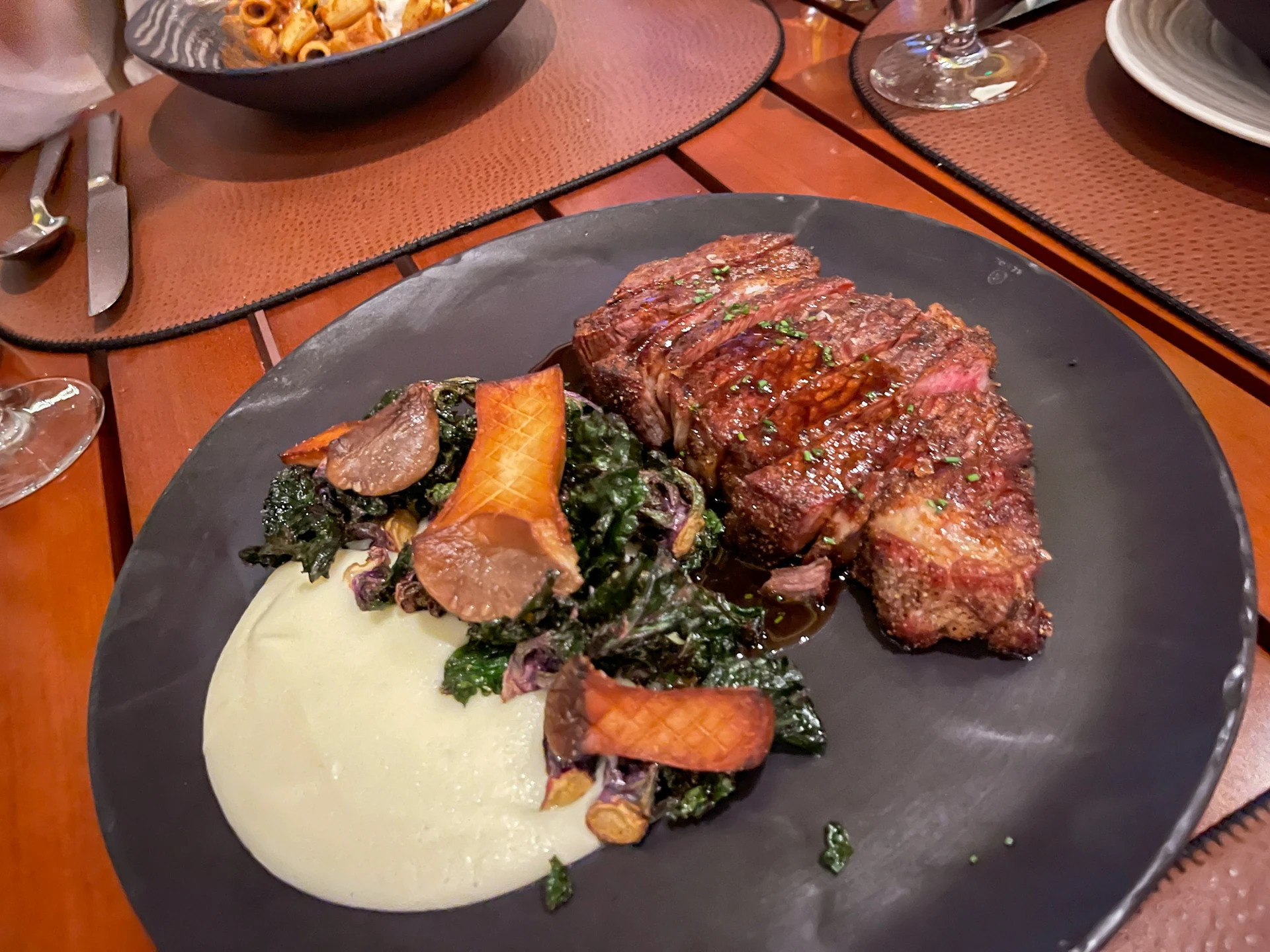 My rib eye steak at Quattro.