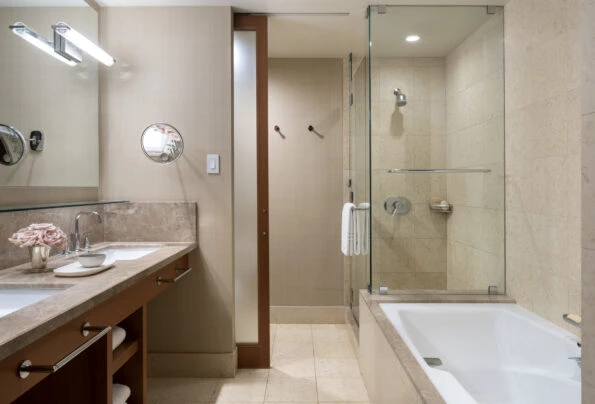 Superior room marble bathroom.