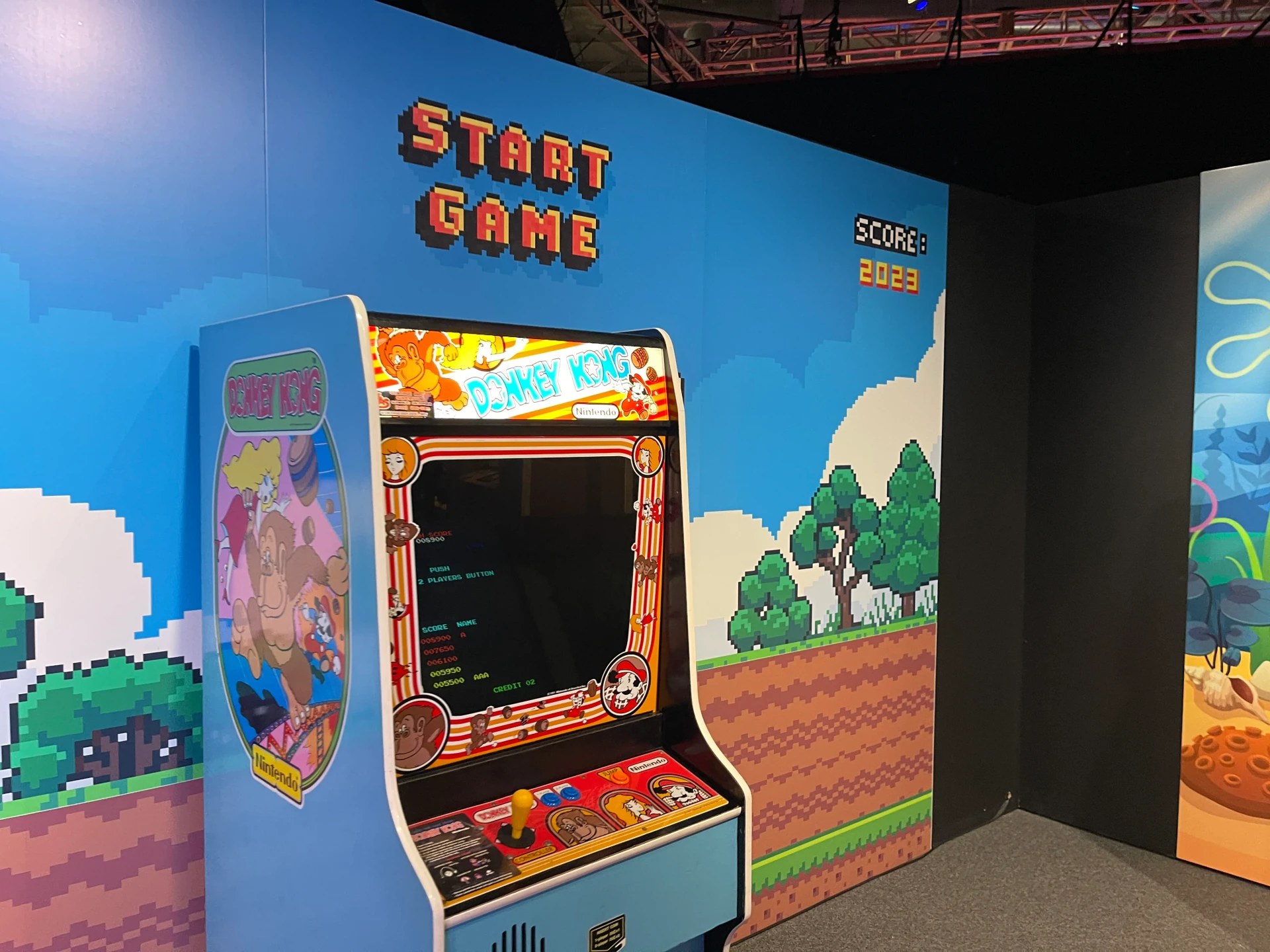 Donkey Kong arcade console that guests can play