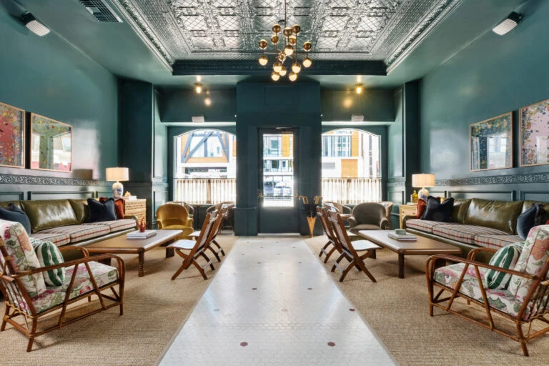The lobby at Palihotel San Diego in the historic St. James building.