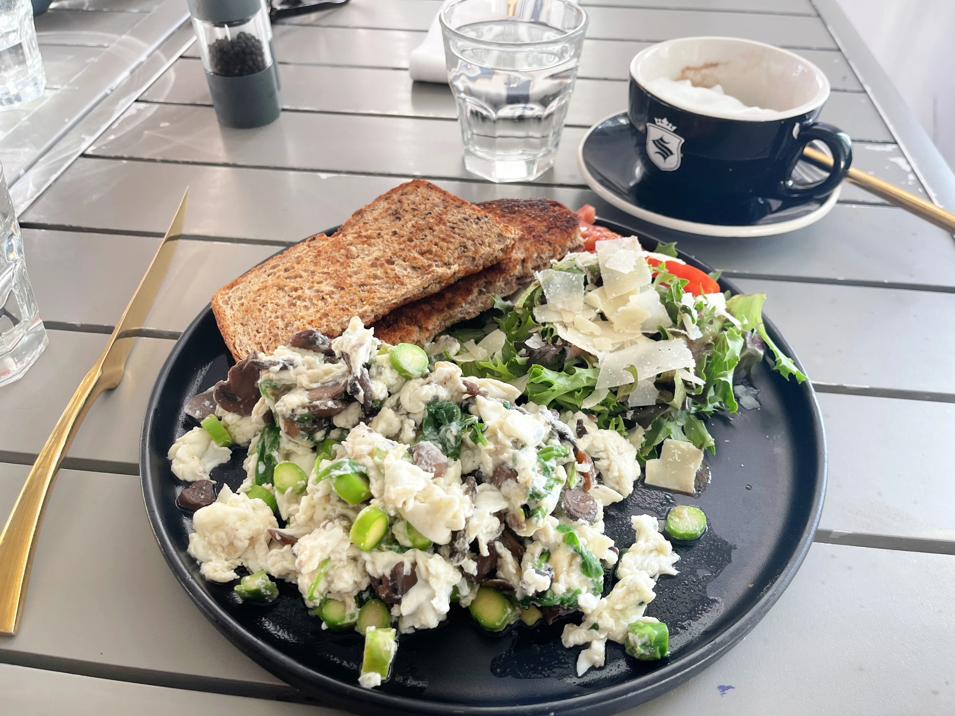 Protein scramble at Sugar and Scribe La Jolla breakfast restaurant.