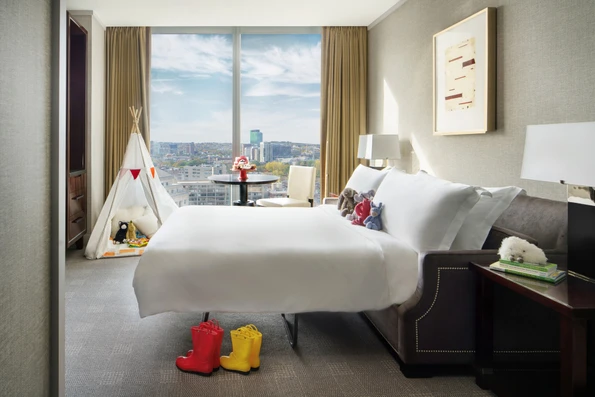 A kids tent set up in a room at Four Seasons One Dalton Street Boston