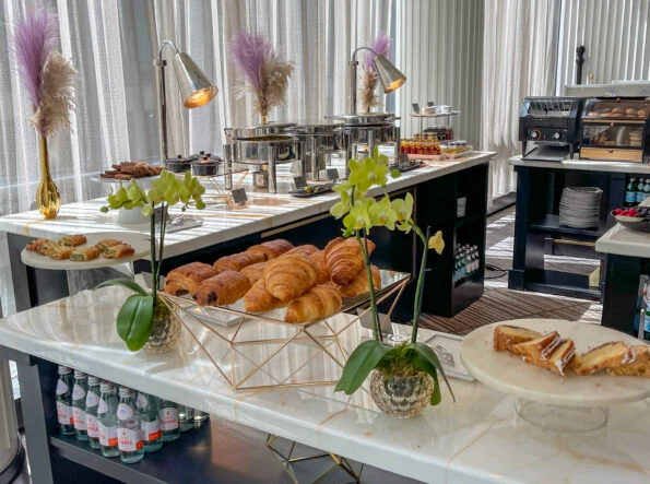 The buffet breakfast stations at Four Seasons One Dalton Street Boston
