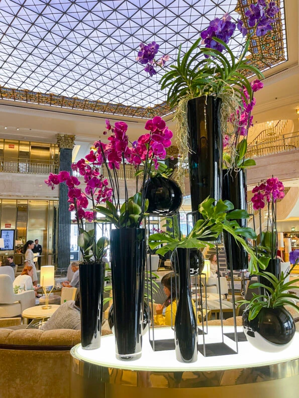 Flowers in the lobby of Four Seasons Madrid.