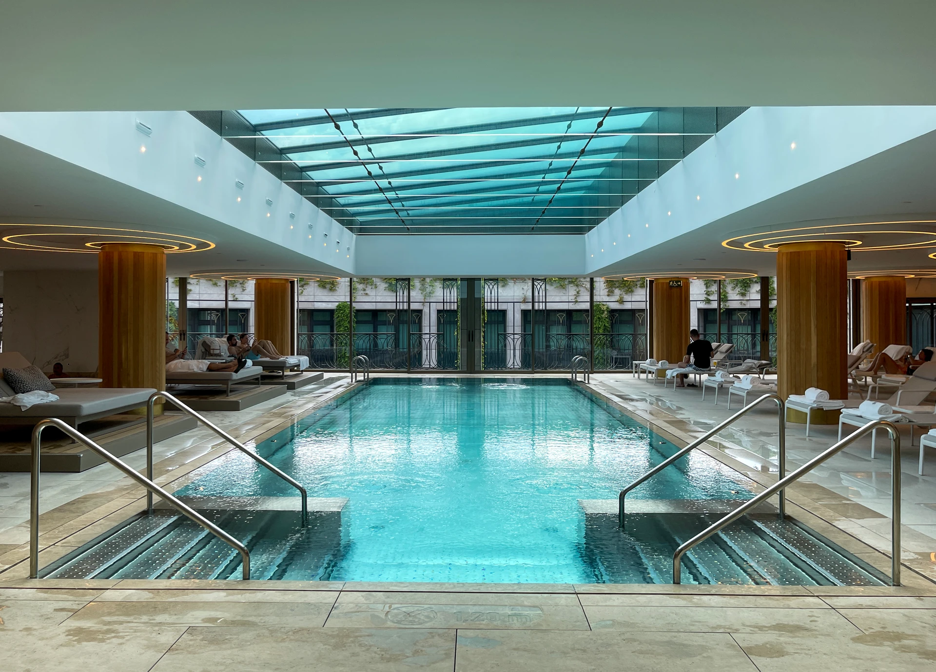 The indoor swimming pool at Four Seasons Madrid.