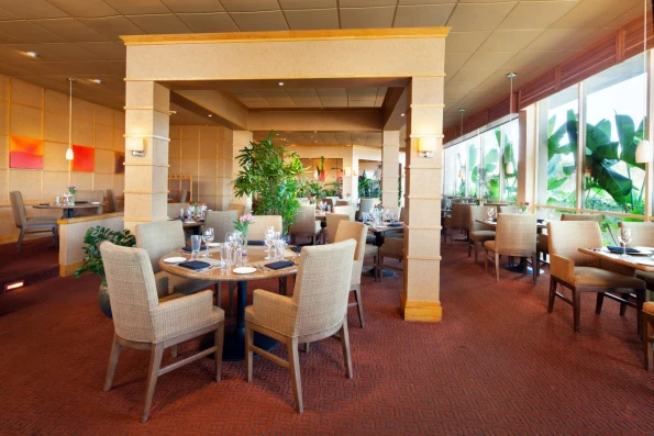 Tables and chairs set at Humphreys La Jolla.
