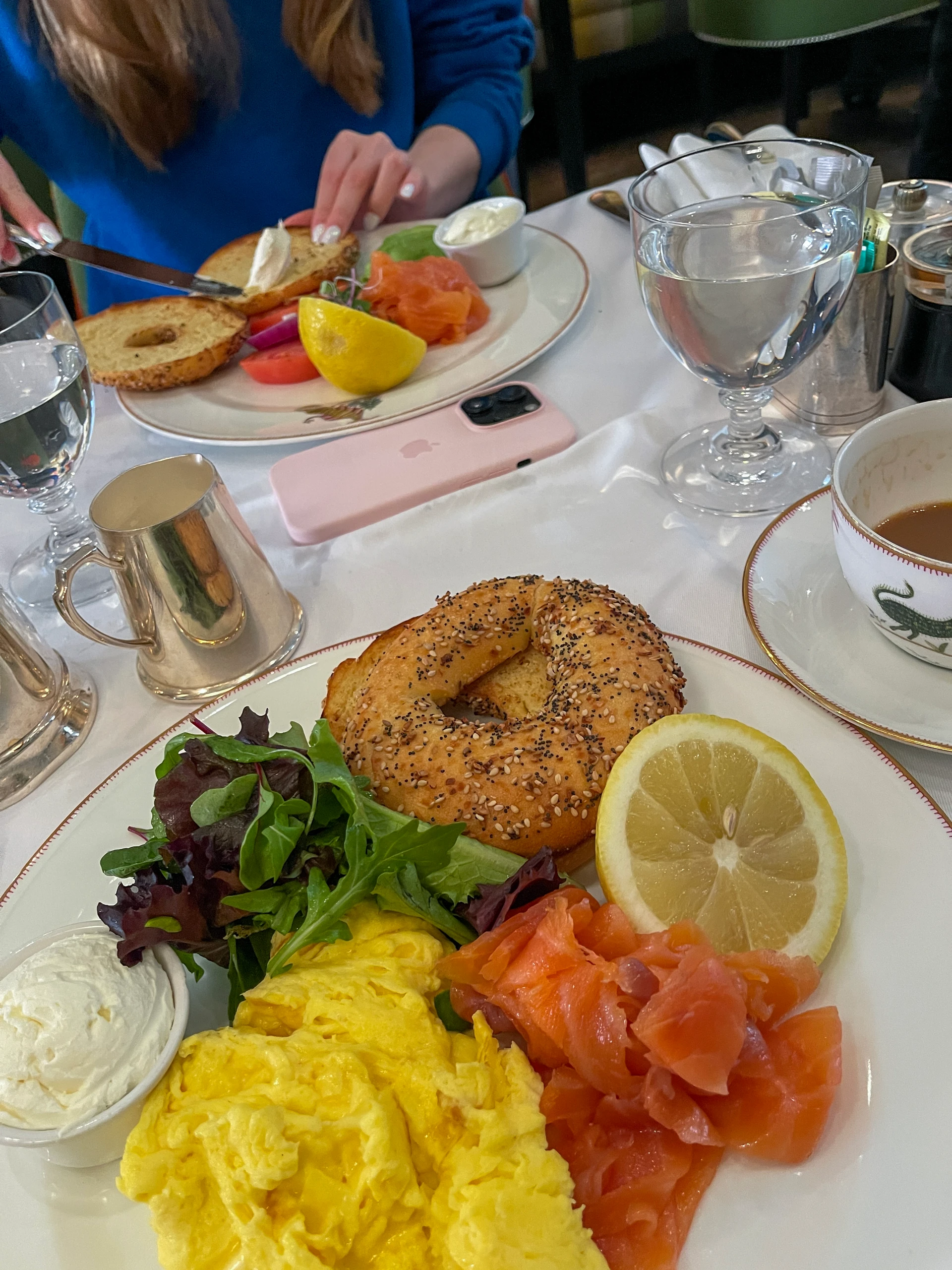 Bagel and eggs at The Crosby Bar