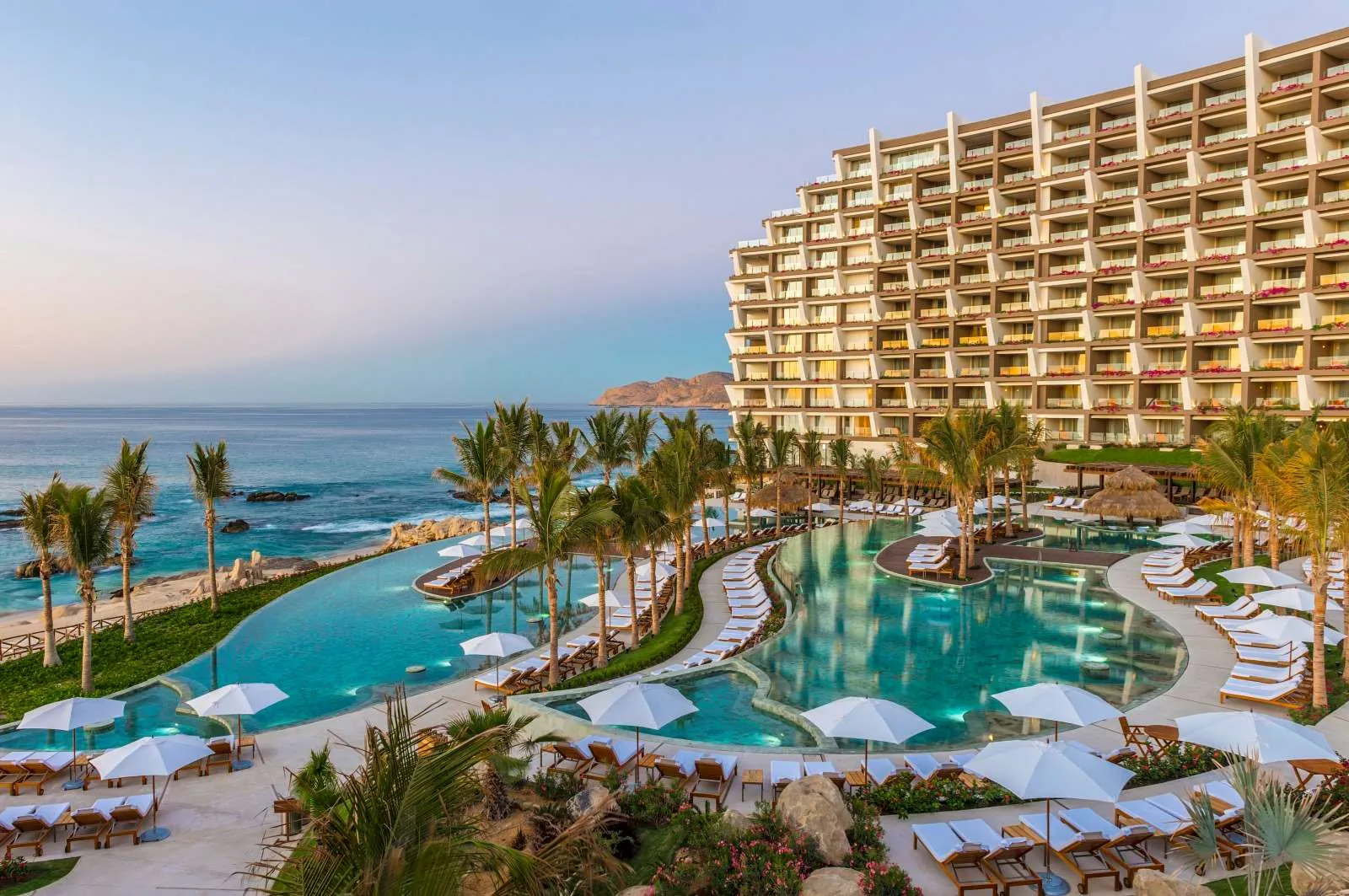 Grand Velas Los Cabos swimming pools near the beach.