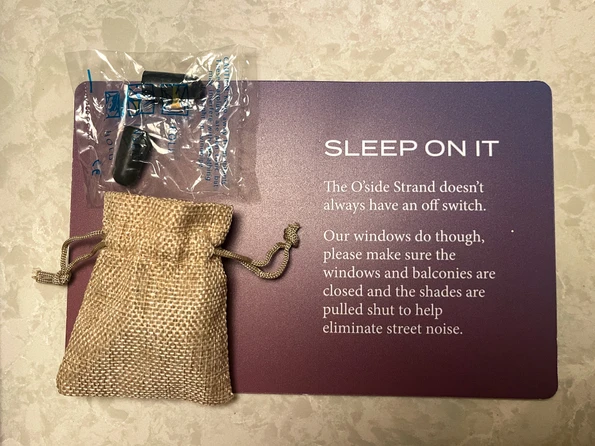 Ear plugs provided in my room at Mission Pacific Hotel in Oceanside.