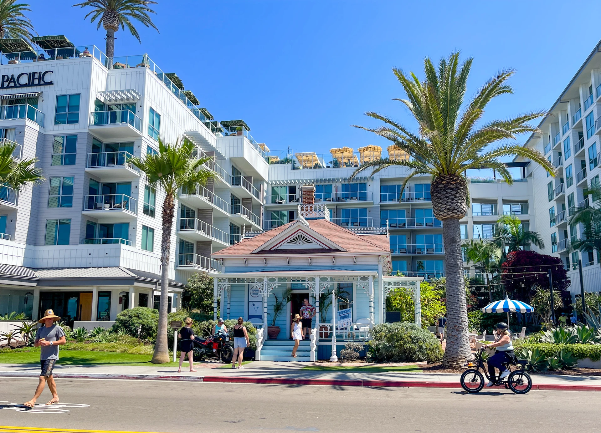 Top Gun house in front of Mission Pacific hotel.