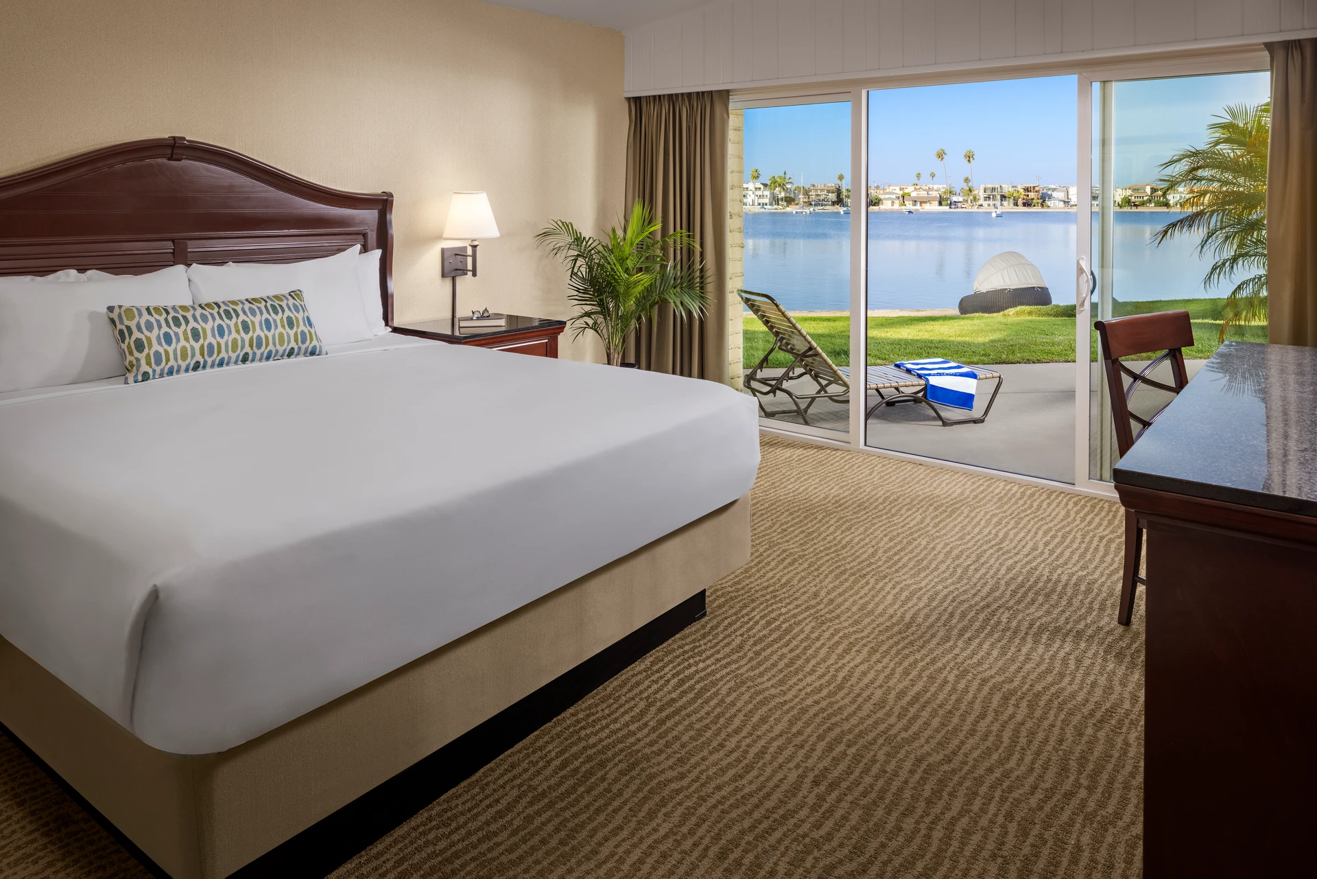 bayfront room bed with view