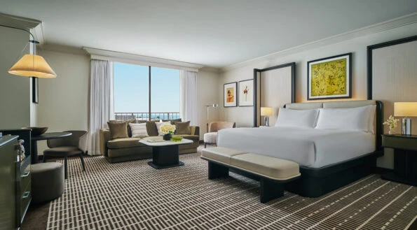 Coastal View Studio Suite bedroom and sofa