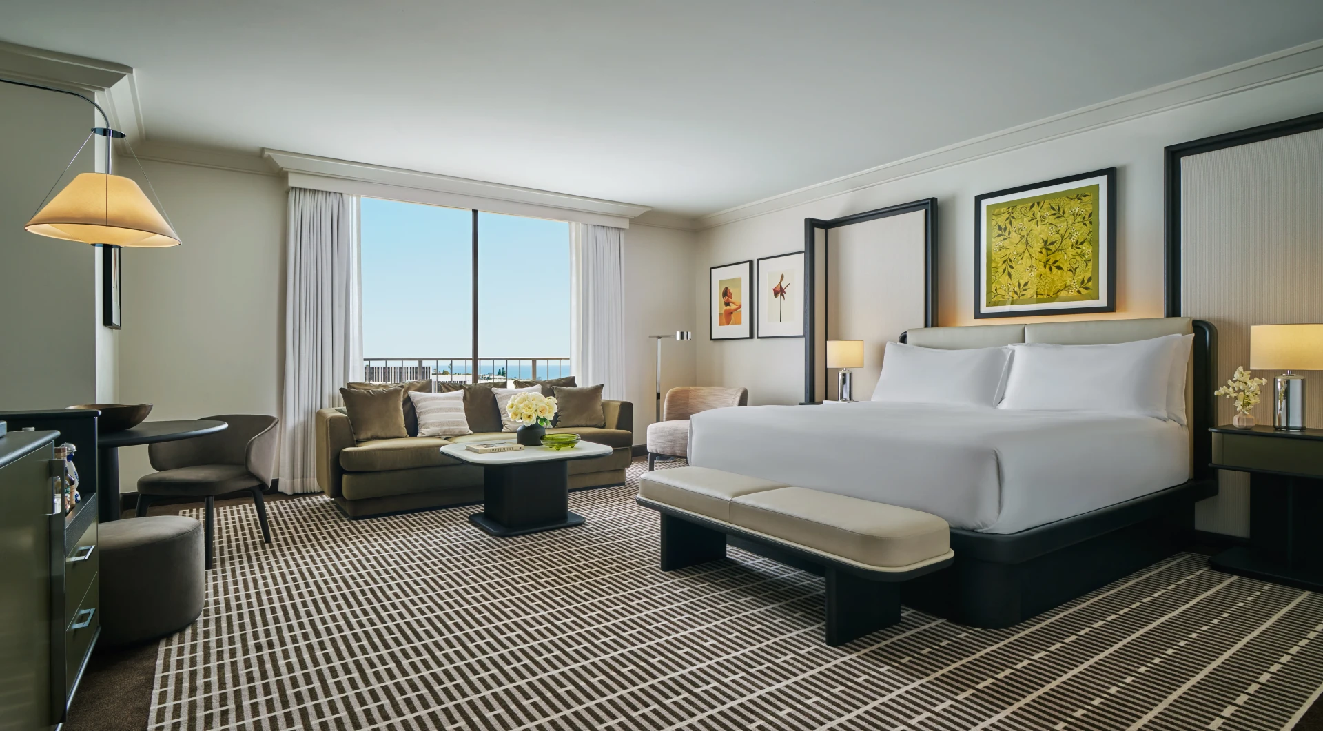 Coastal View Studio Suite bedroom and sofa