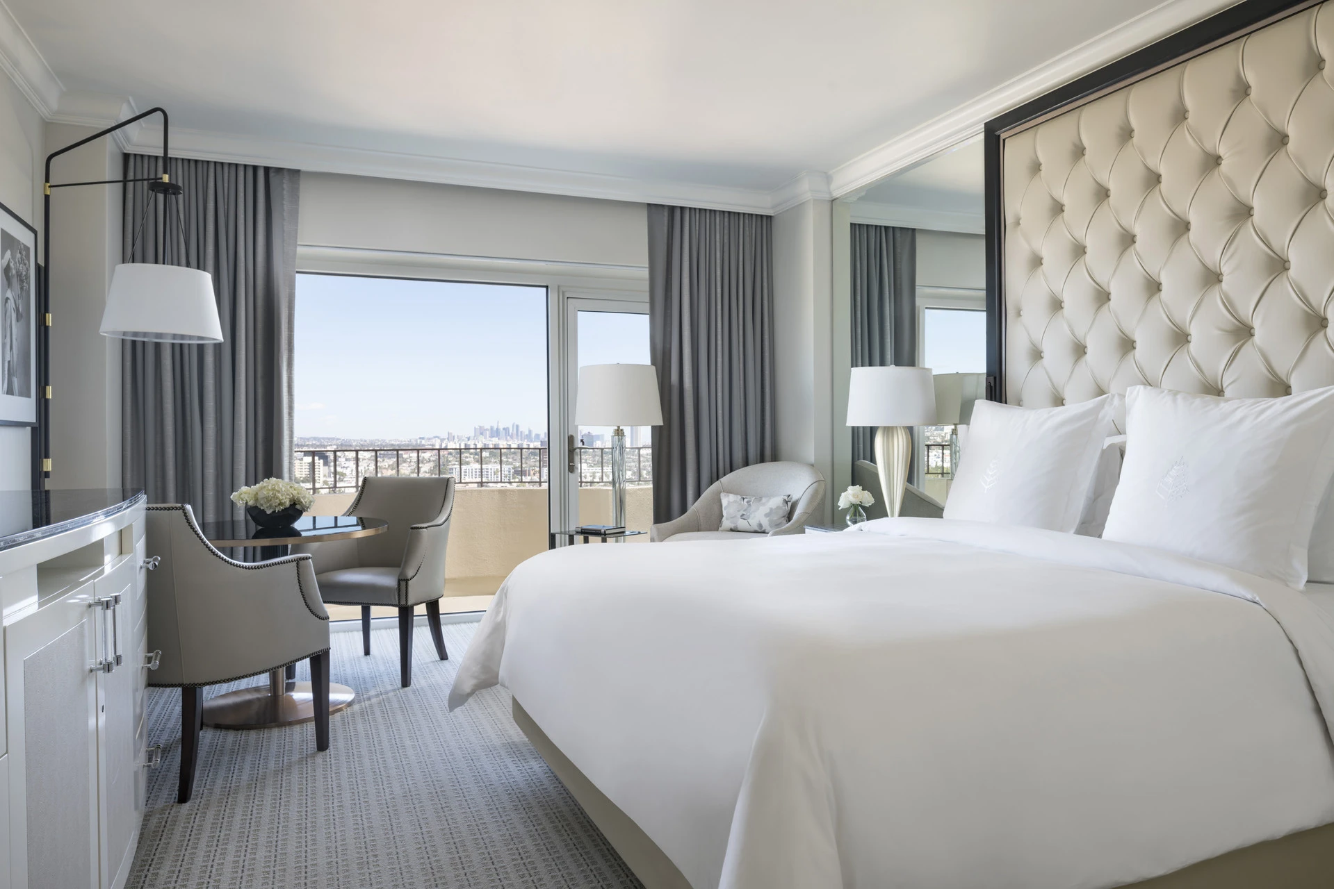 Deluxe Balcony room interior at Four Seasons Los Angeles.