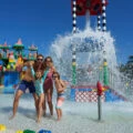 A family plays in the water at LEGOLAND California Water Park.