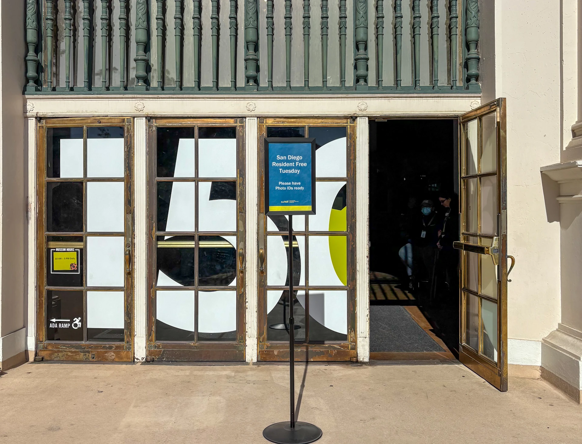 A resident's free tuesday sign in balboa park.