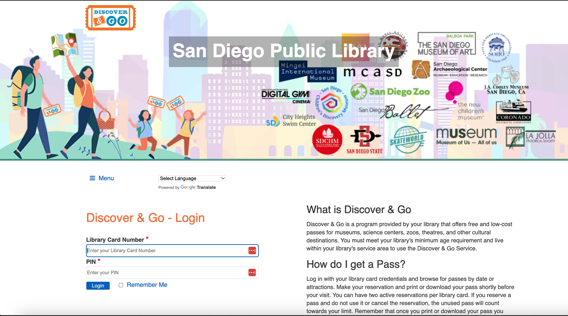 A screenshot of the Discover & Go website landing page.