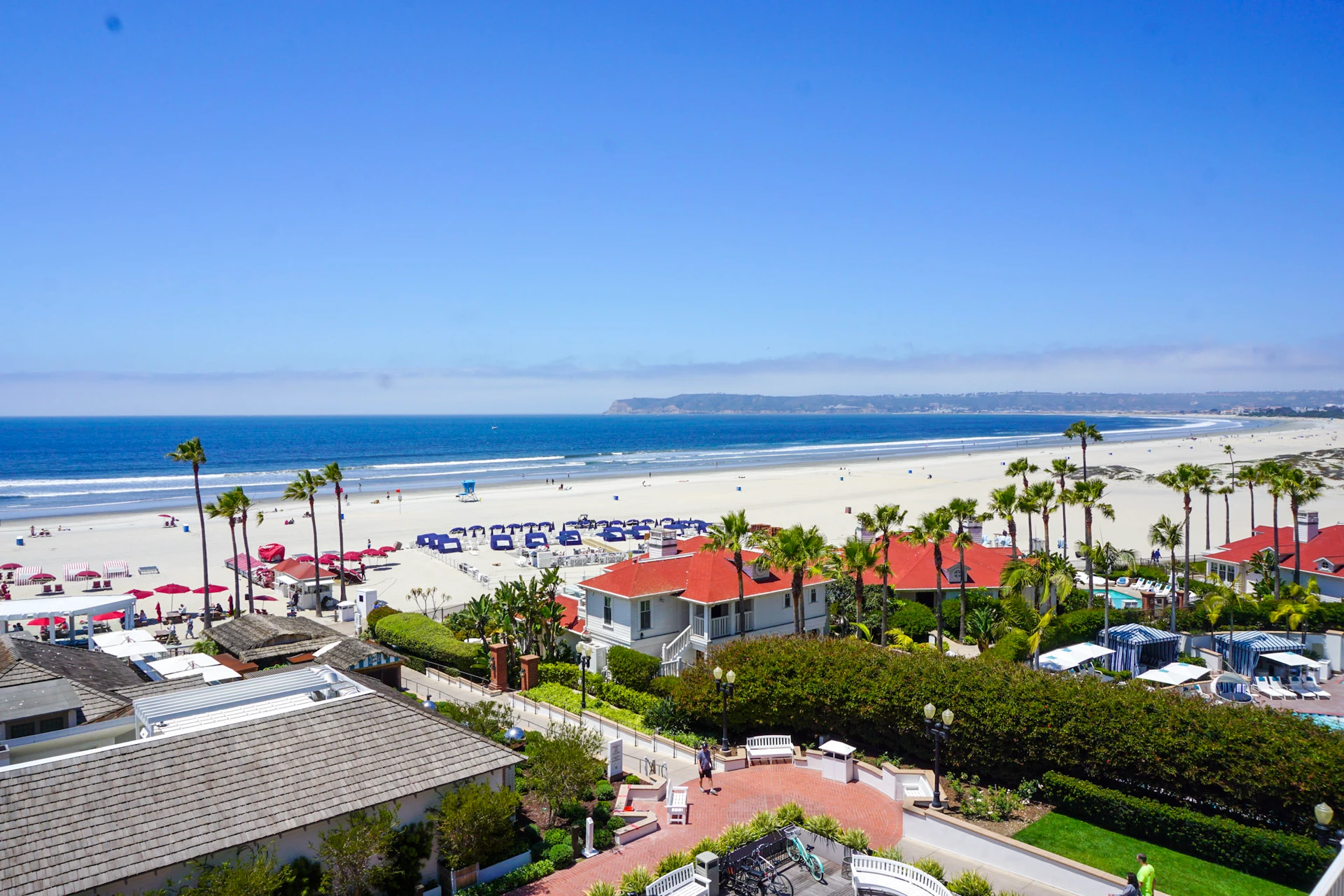 View of Coronado Central Beach from my room at Hotel del Coronado.