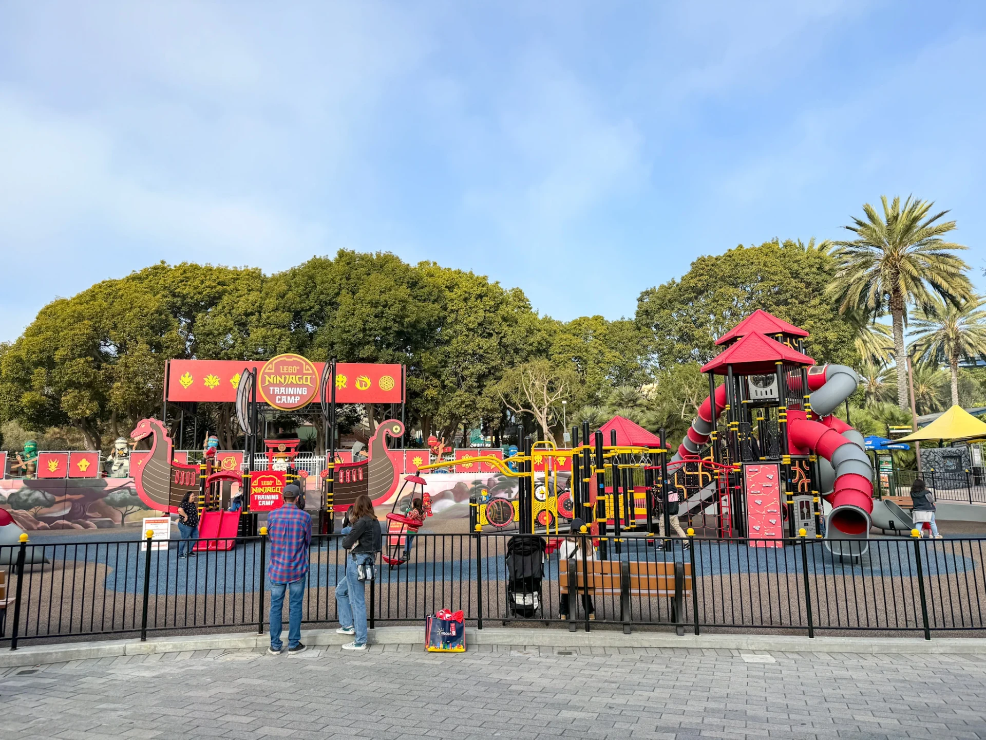 Families play in the Ninjago themed play area.