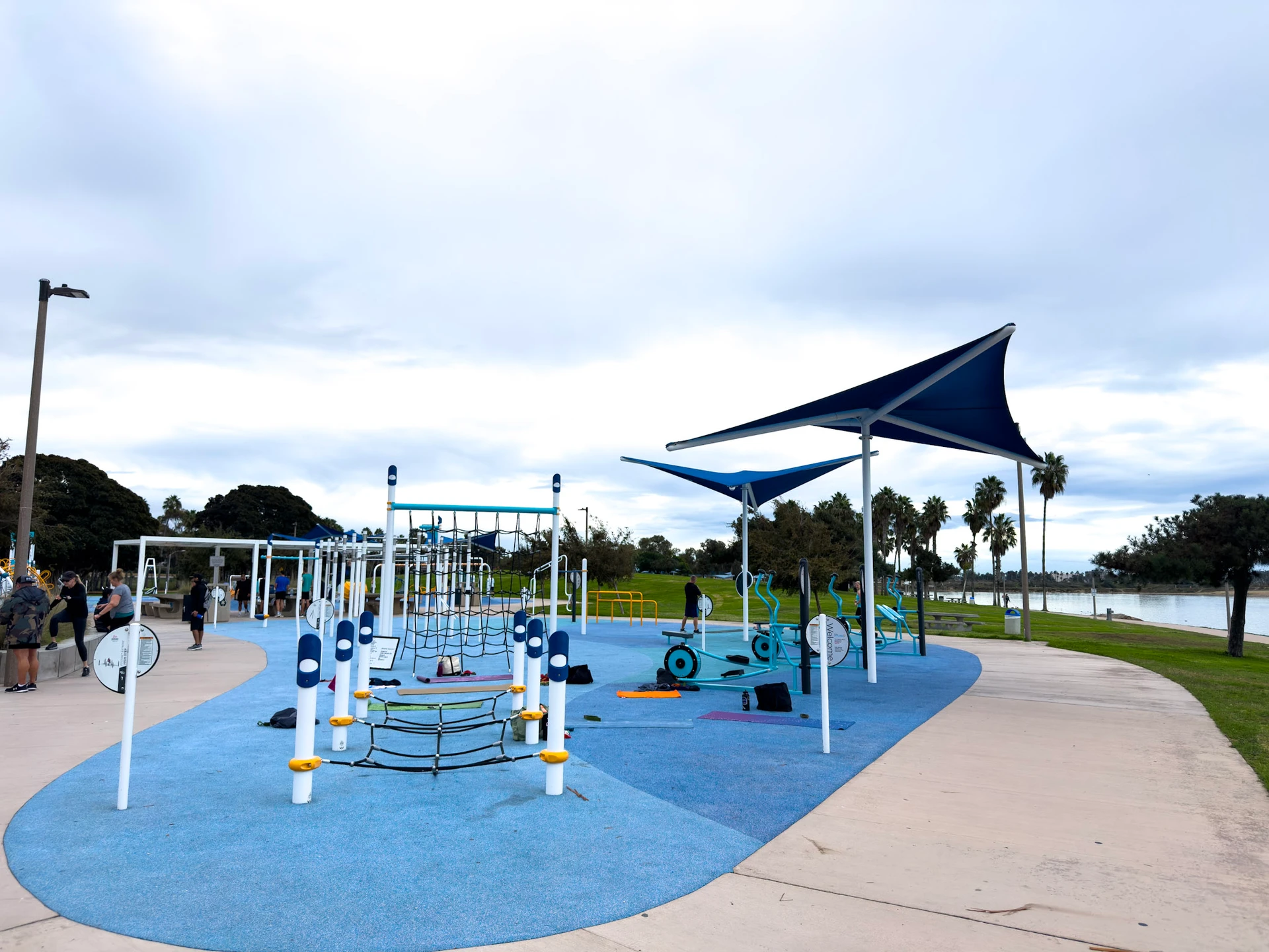 The gym area for parents and fitness enthusiasts at Tecolote playground.