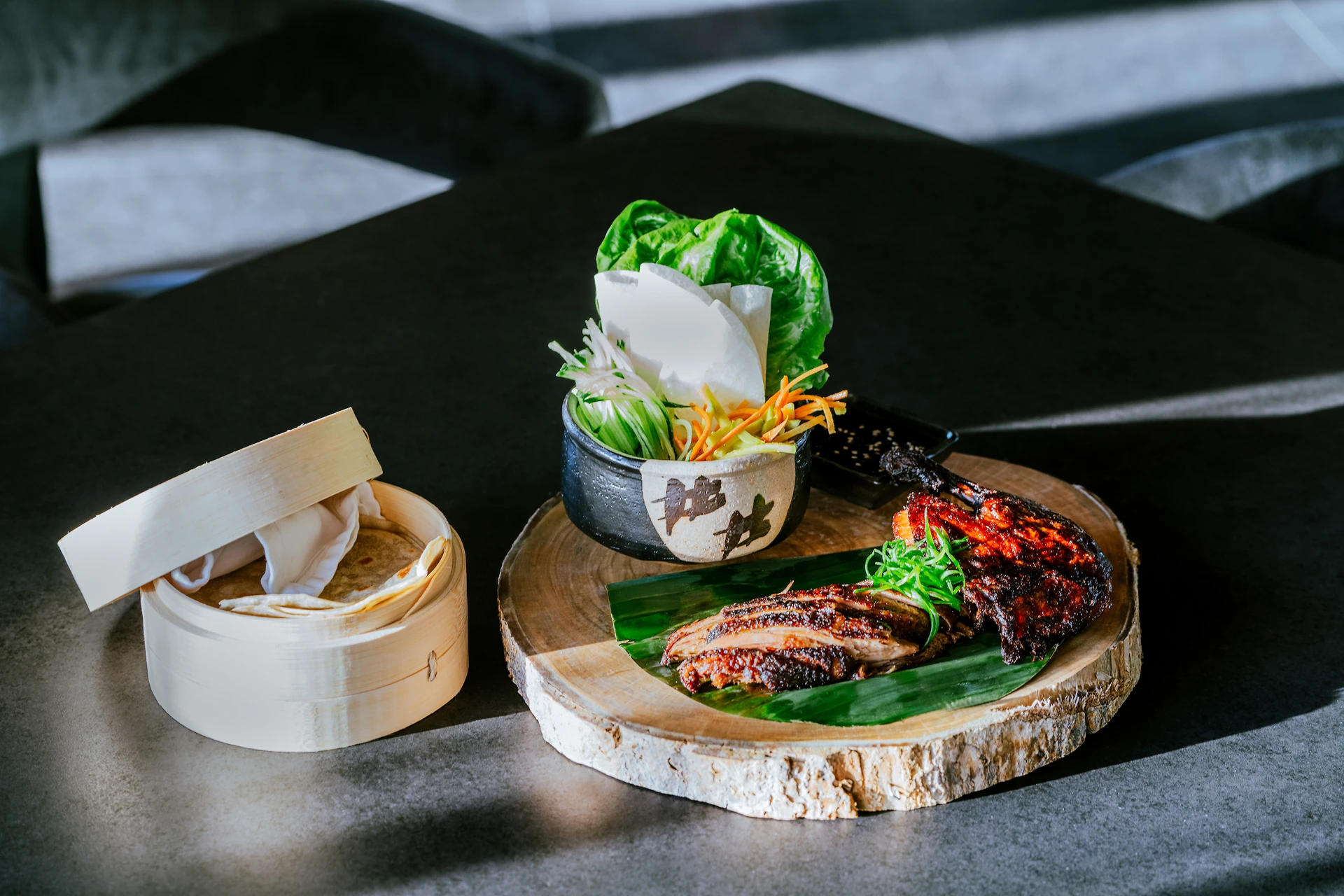 Five-Spiced Duck at Aramara restaurant