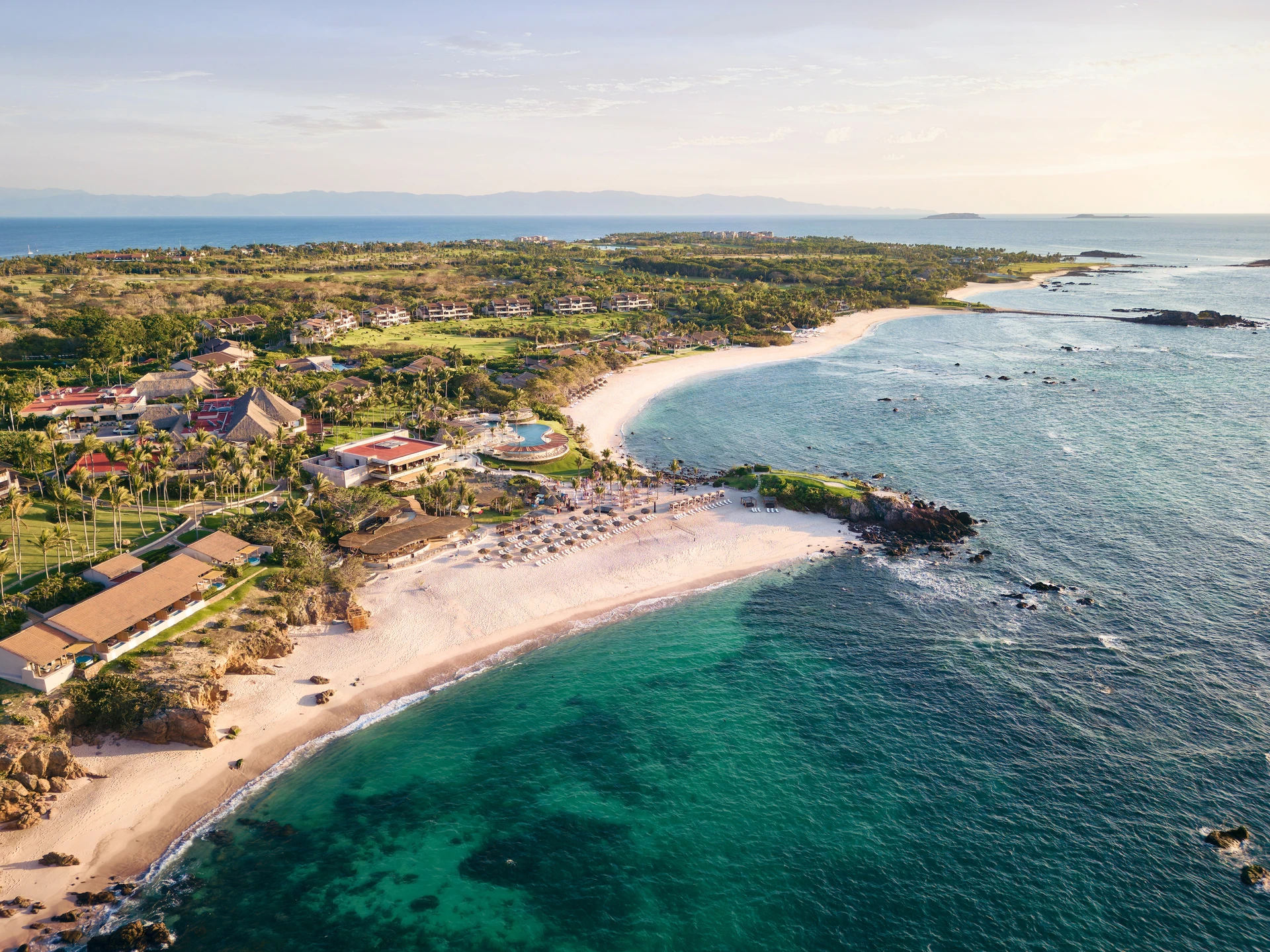 Aerial View of Four Seasons Punta Mita beaches and resort.