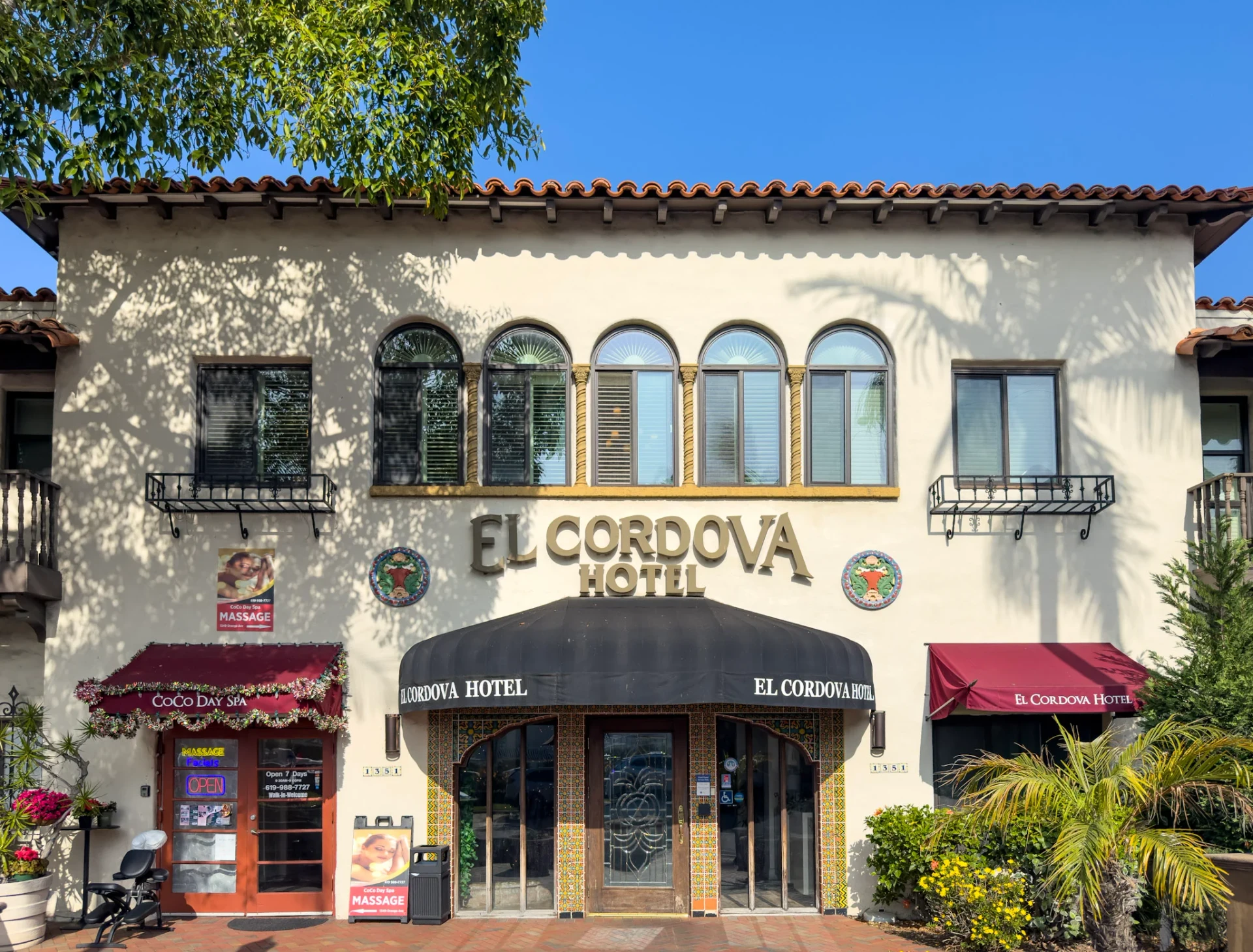 The entrance to El Cordova Hotel in Coronado.