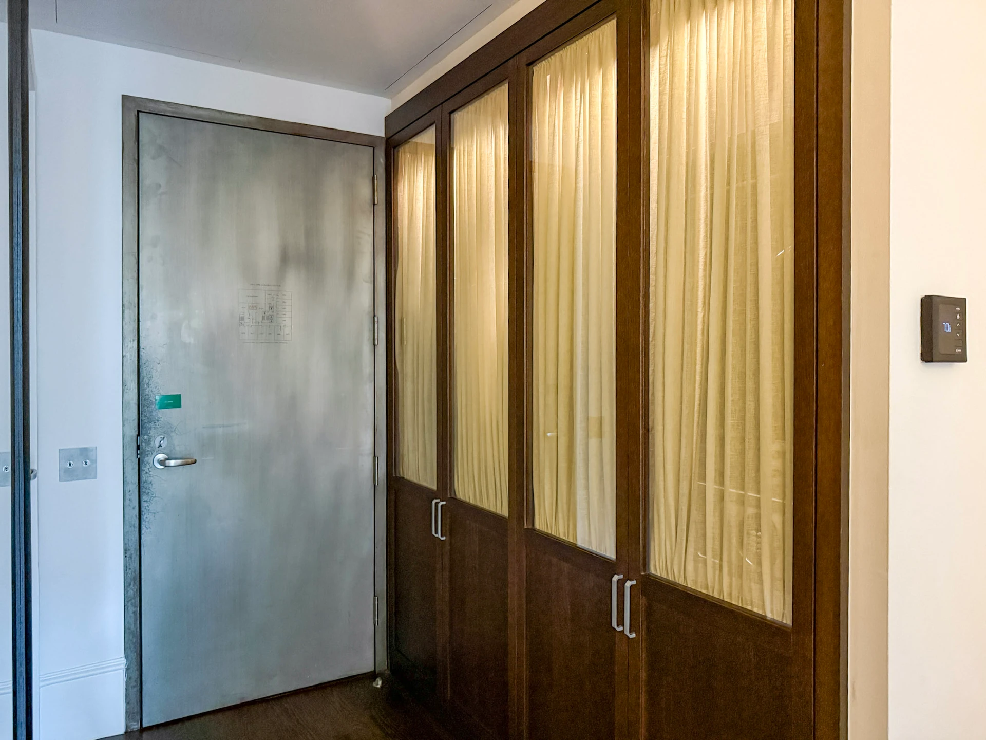 The front door and closets in my Mercer Hotel loft.