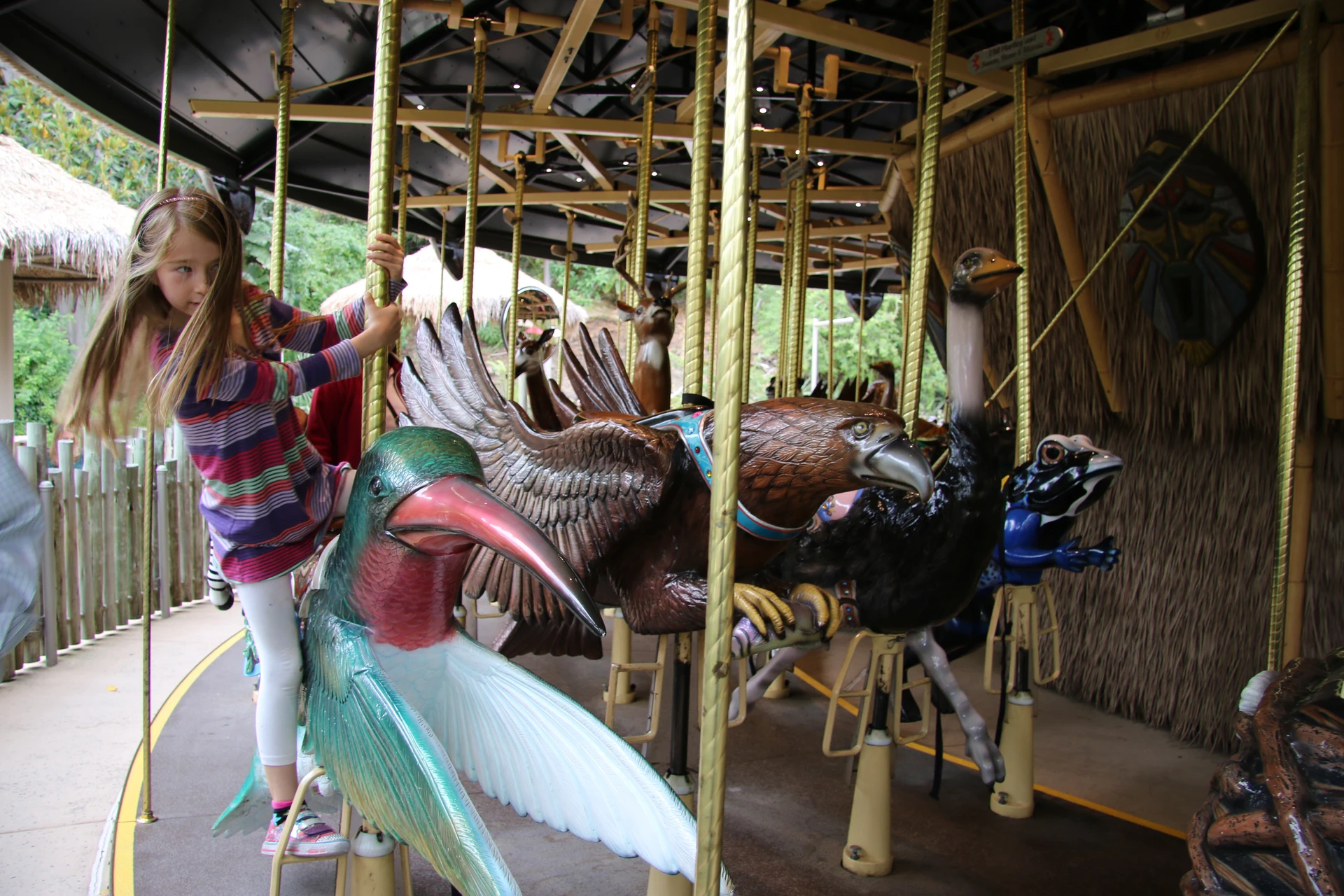 My daughter rides the conservation carousel at San Diego Zoo Safari Park