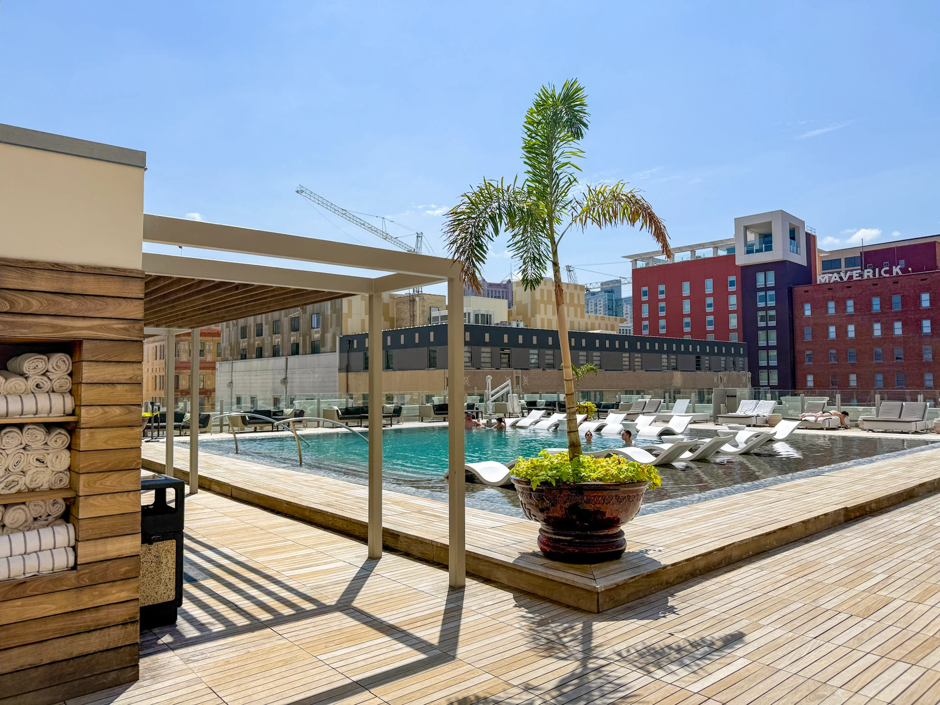 Outdoor swimming pool area at The St. Anthony San Antonio.