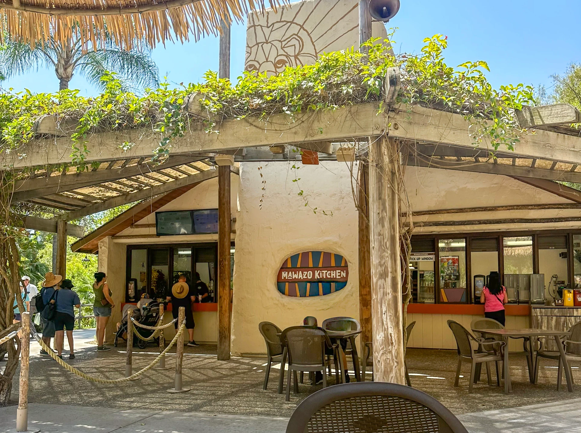 Guest line up for food at Mawazo Kitchen at San Diego Zoo Safari Park.
