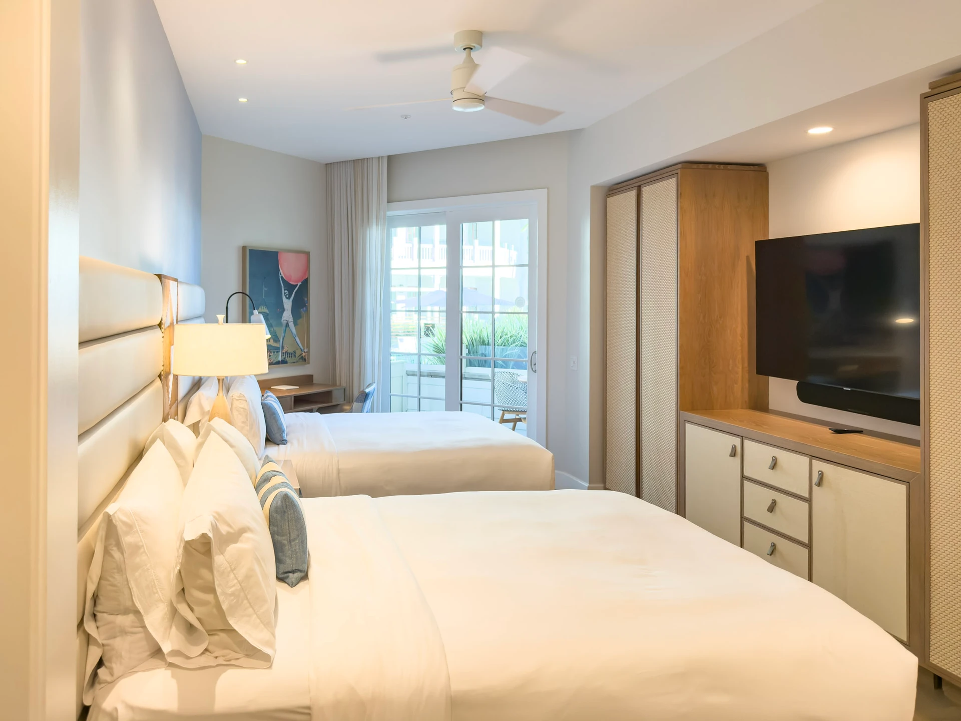 A two queen room interior at Shore House at The Del