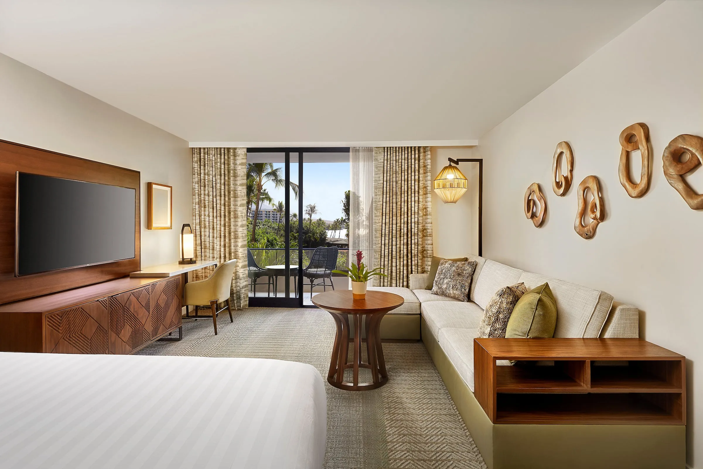 Partial Ocean View king room interior at Hyatt Maui.